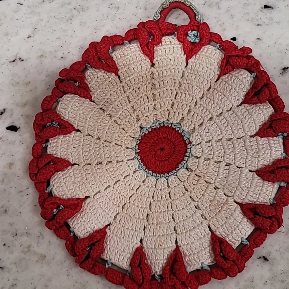 Vintage Hand Crochet Potholders 5 pc